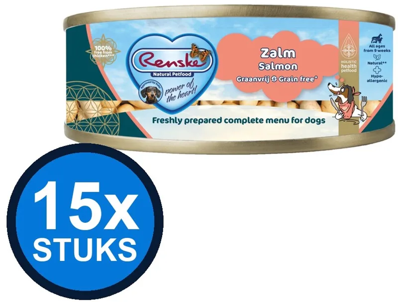 15x Renske vers vlees maaltijd hond zalm graanvrij 95gr von Renske – Produktfoto