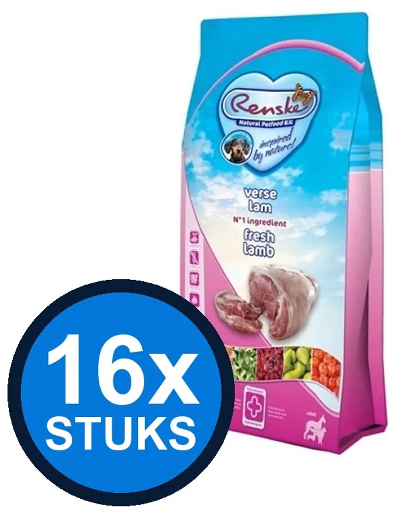16x Renske - Super Premium droog hond adult lam graanvrij 600gr - Hondenvoer - 600 g de Renske – photo produit