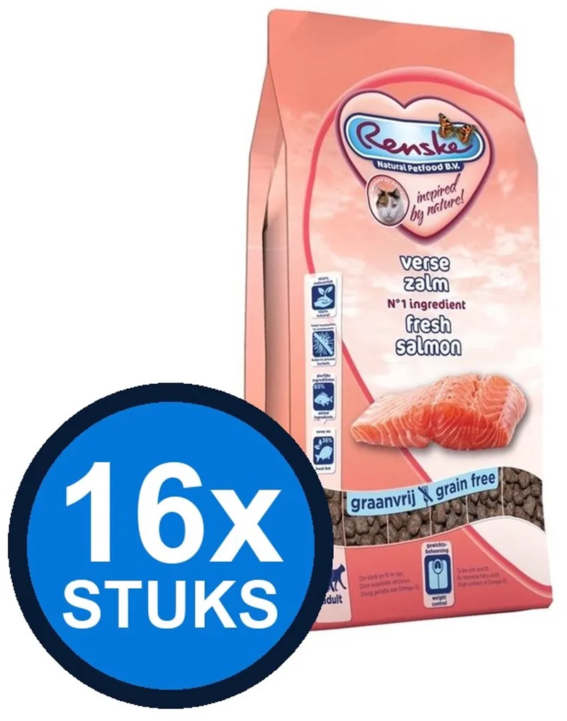 16x Renske - Super Premium droog kat adult zalm 400gr - Kattenvoer - 400 g de Renske – photo produit