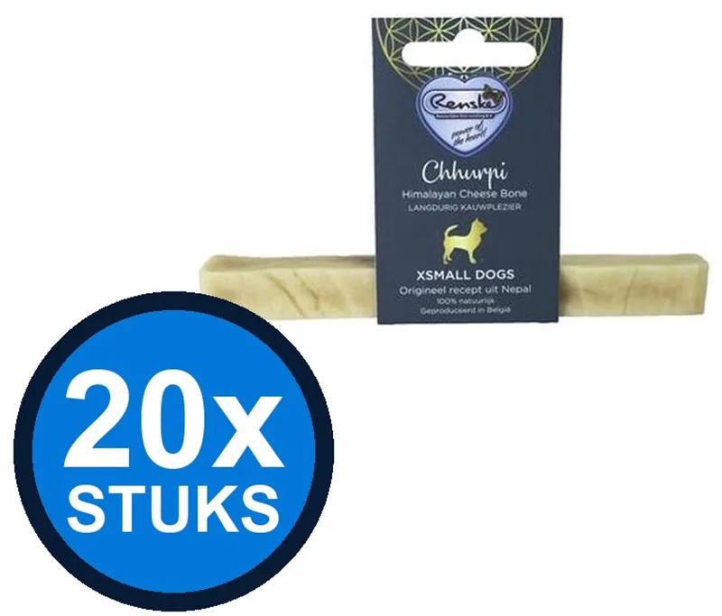 20x Renske - Chhurpi kauwkluif XS 27gr - Hondenvoer Snacks - 27 g de Renske – photo produit