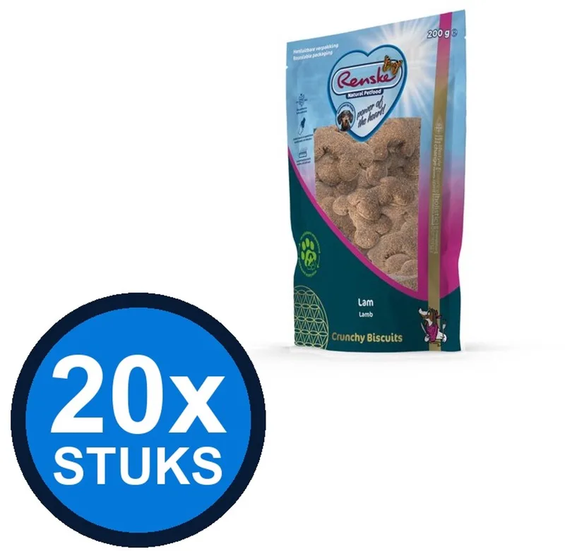 20x Renske - Gezonde beloning hond crunchy lam 200gr - Hondenvoer Snacks - 200 g by Renske – product photo