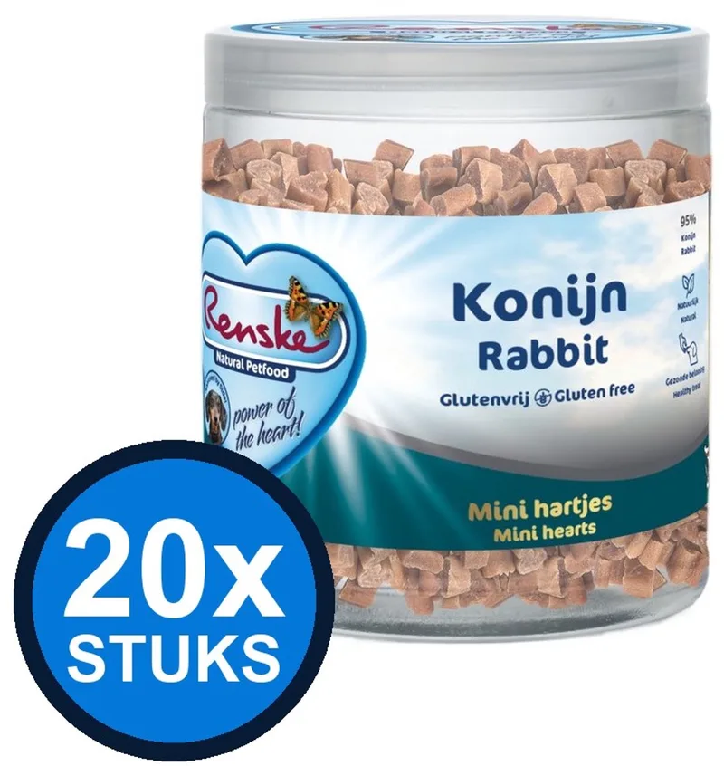 20x Renske gezonde beloning kat mini hartjes konijn kerst 100gr von Renske – Produktfoto