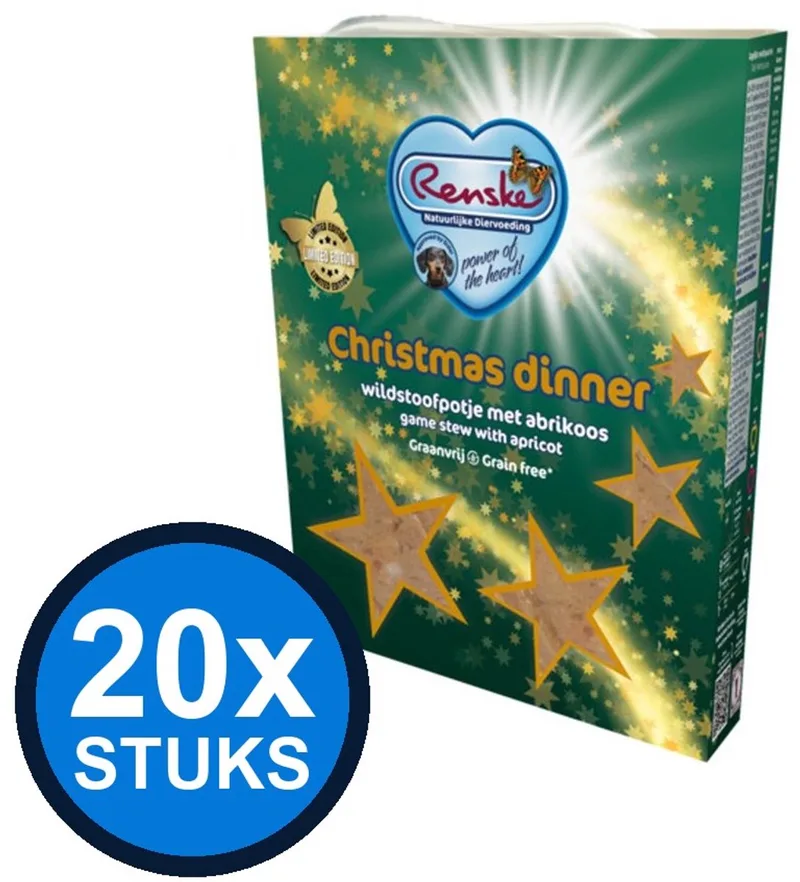 20x Renske - Vers hond adult graanvrij eend&hert kerst limited 395gr - Hondenvoer Natvoer - 395 g de Renske – photo produit
