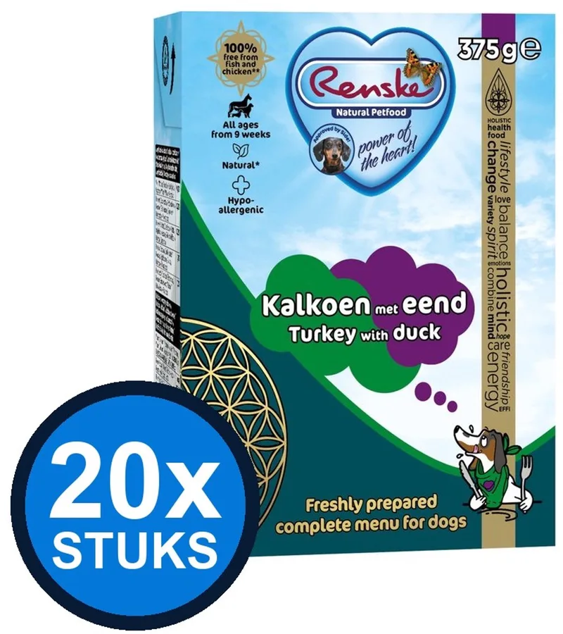 20x Renske - Vers kalkoen met eend - tetra 375gr - Hondenvoer Natvoer - 375 g by Renske – product photo