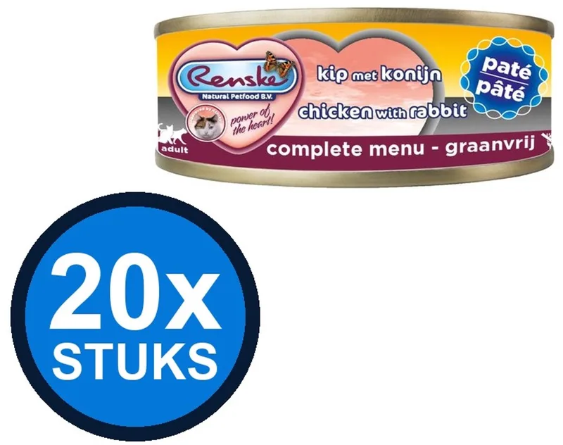 20x Renske - Vers kat paté kip/konijn 70gr - Kattenvoer Natvoer - 70 g by Renske – product photo