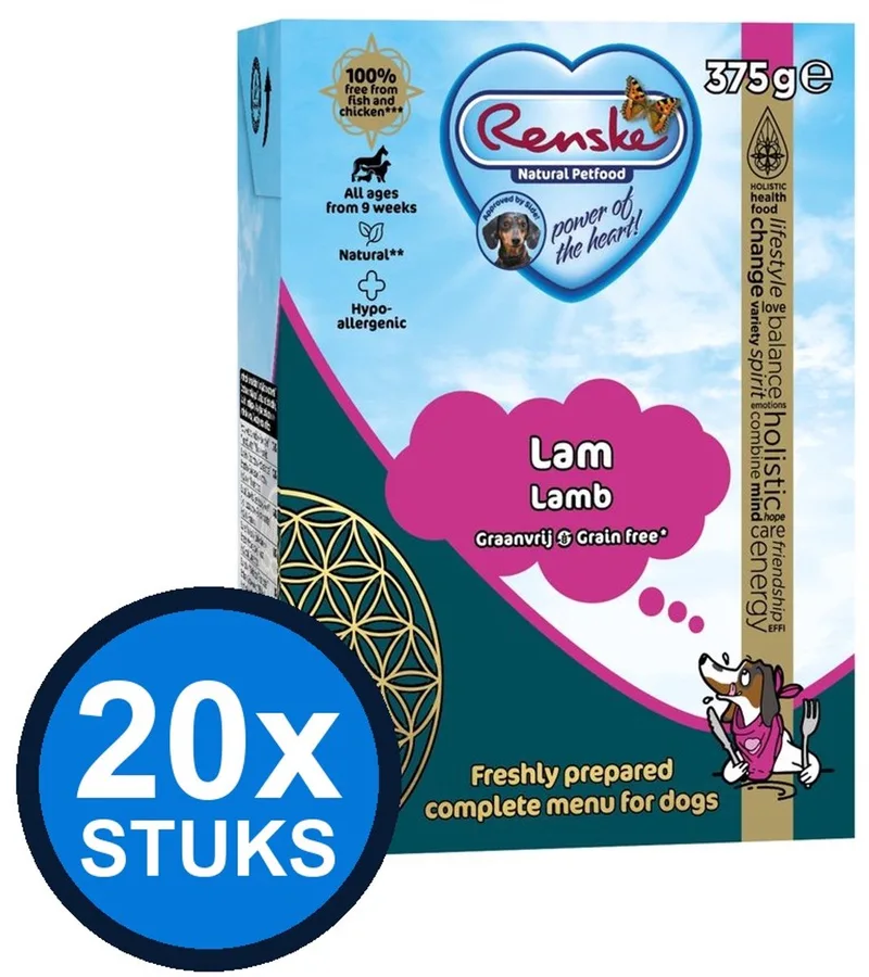 20x Renske - Vers lam graanvrij - tetra 375gr - Hondenvoer Natvoer - 375 g by Renske – product photo