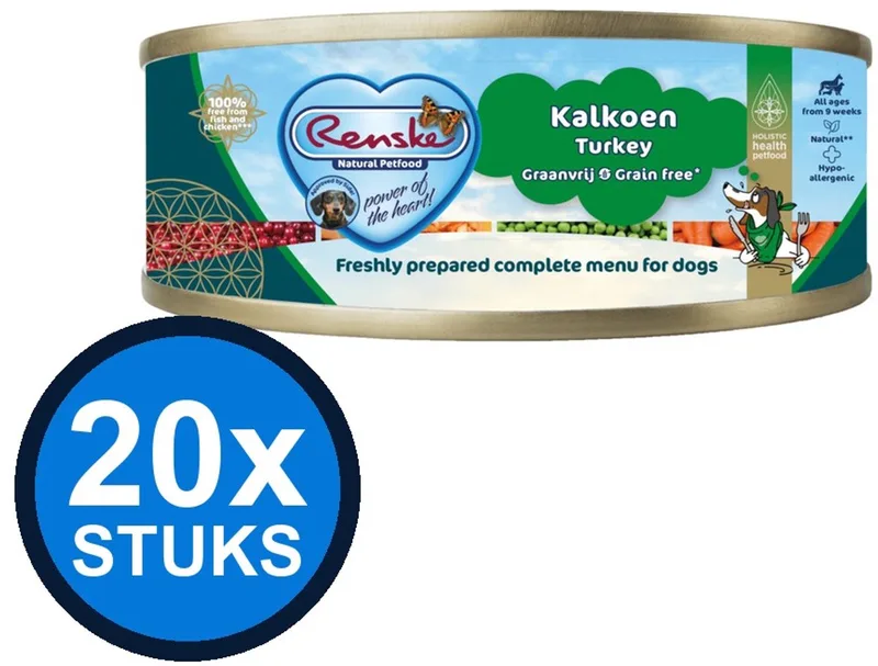 20x Renske vers vlees maaltijd hond kalkoen graanvrij 95gr by Renske – product photo
