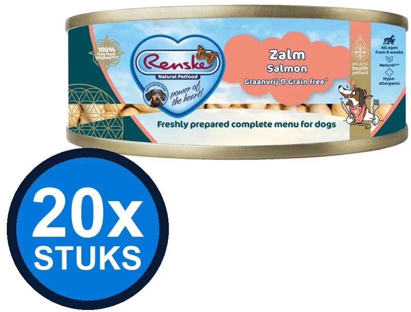 20x Renske vers vlees maaltijd hond zalm graanvrij 95gr de Renske – photo produit
