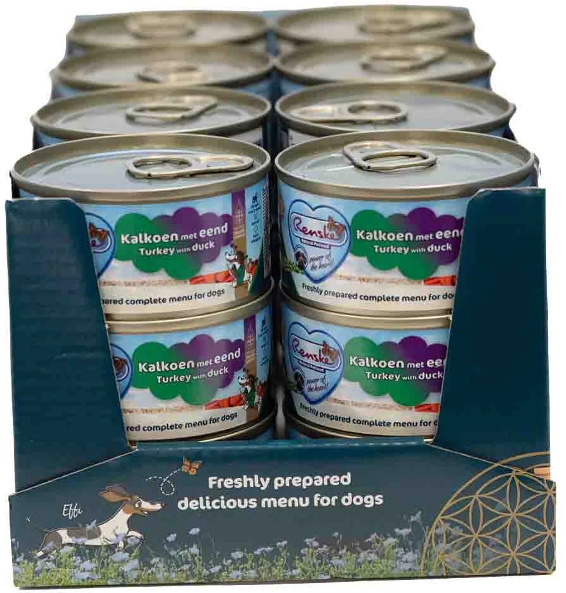 24x Renske Blik Vers Gestoomd Complete Menu Kalkoen - Eend 95 gr van Renske – productfoto