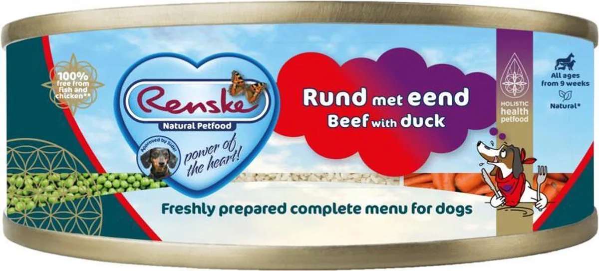 24x Renske Blik Vers Gestoomd Complete Menu Rund - Eend 95 gr van Renske – productfoto