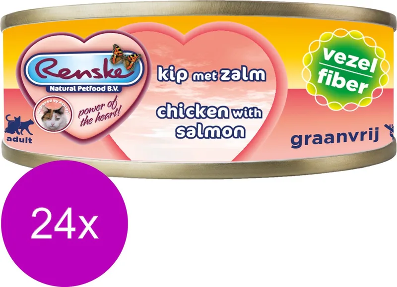 24x Renske Kattenvoer Vezel Kip - Zalm 70 gr von Renske – Produktfoto