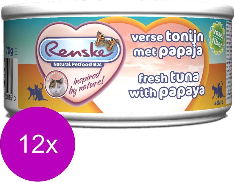 24x Renske Kattenvoer Vezel Tonijn - Zalm 70 gr de Renske – photo produit