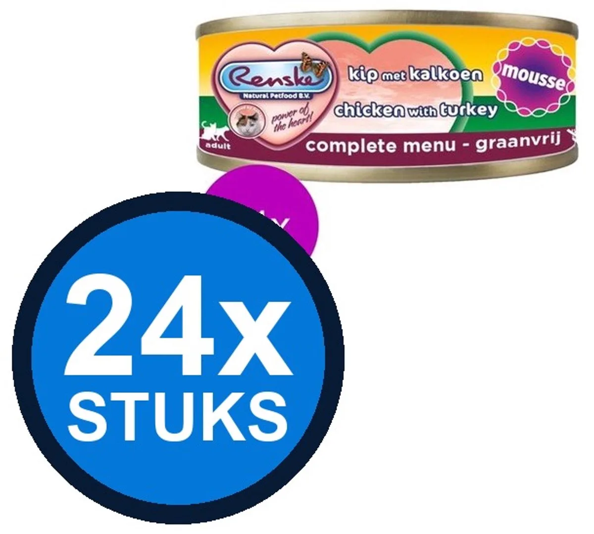 24x Renske vers kat mousse kip/kalkoen 70gr van Renske – productfoto