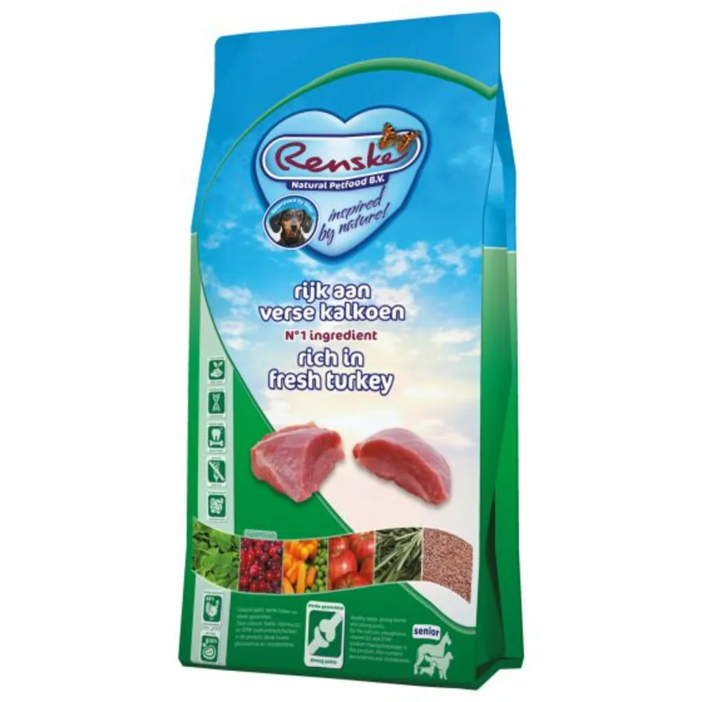 2x Renske Super Premium Graanvrij Senior Hondenvoer Kalkoen 12 kg från Renske – produktbild