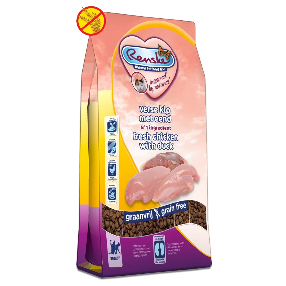 2x Renske Super Premium Senior Kattenvoer Kip & Eend 6 kg van Renske – productfoto