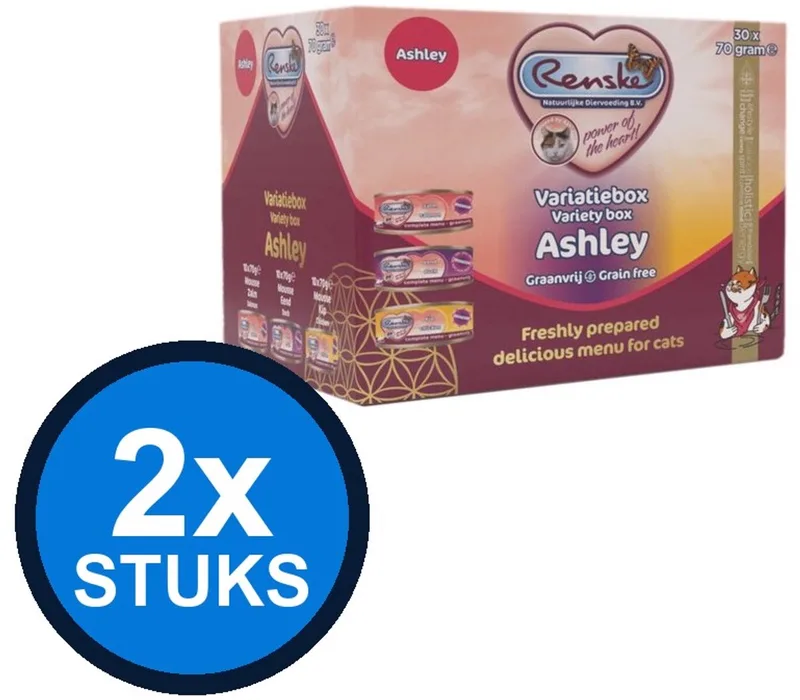 2x Renske - Vers kat variatiebox Ashley 30x70gr - Kattenvoer Natvoer - 2.1 kg de Renske – photo produit