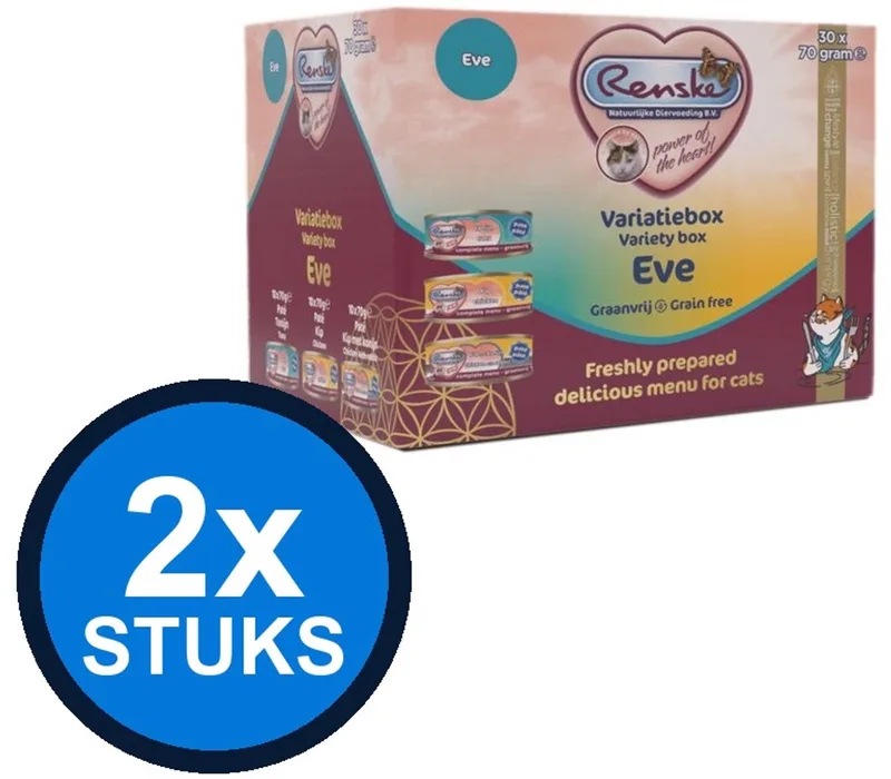 2x Renske - Vers kat variatiebox Eve 30x70gr - Kattenvoer Natvoer - 2.1 kg de Renske – photo produit