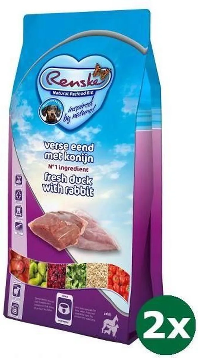 2x2 kg Renske super premium adult eend / konijn hondenvoer von Renske – Produktfoto