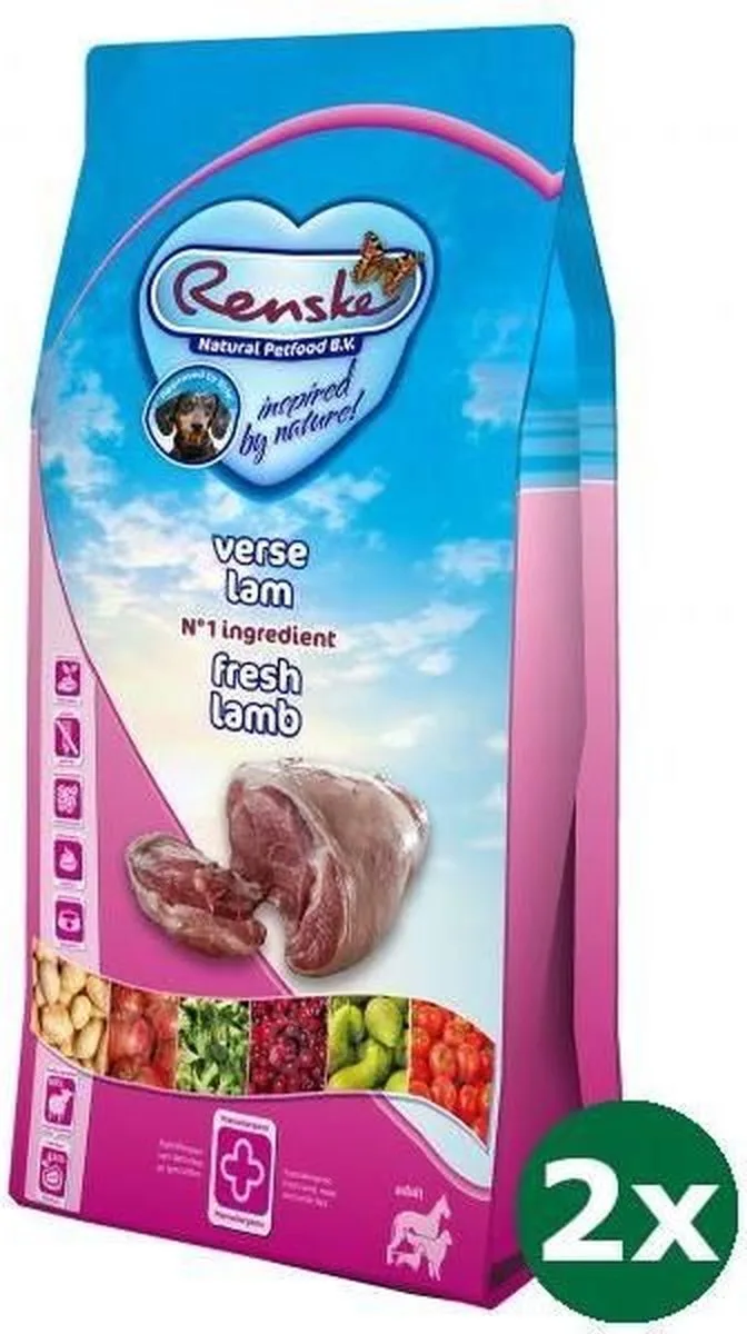 2x2 kg Renske super premium adult lam graanvrij hondenvoer by Renske – product photo
