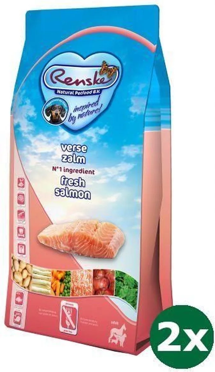 2x2 kg Renske super premium adult zalm graanvrij hondenvoer von Renske – Produktfoto