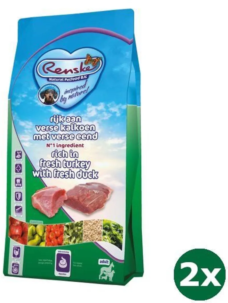 2x6,5 kg Renske super premium adult kalkoen / eend hondenvoer von Renske – Produktfoto