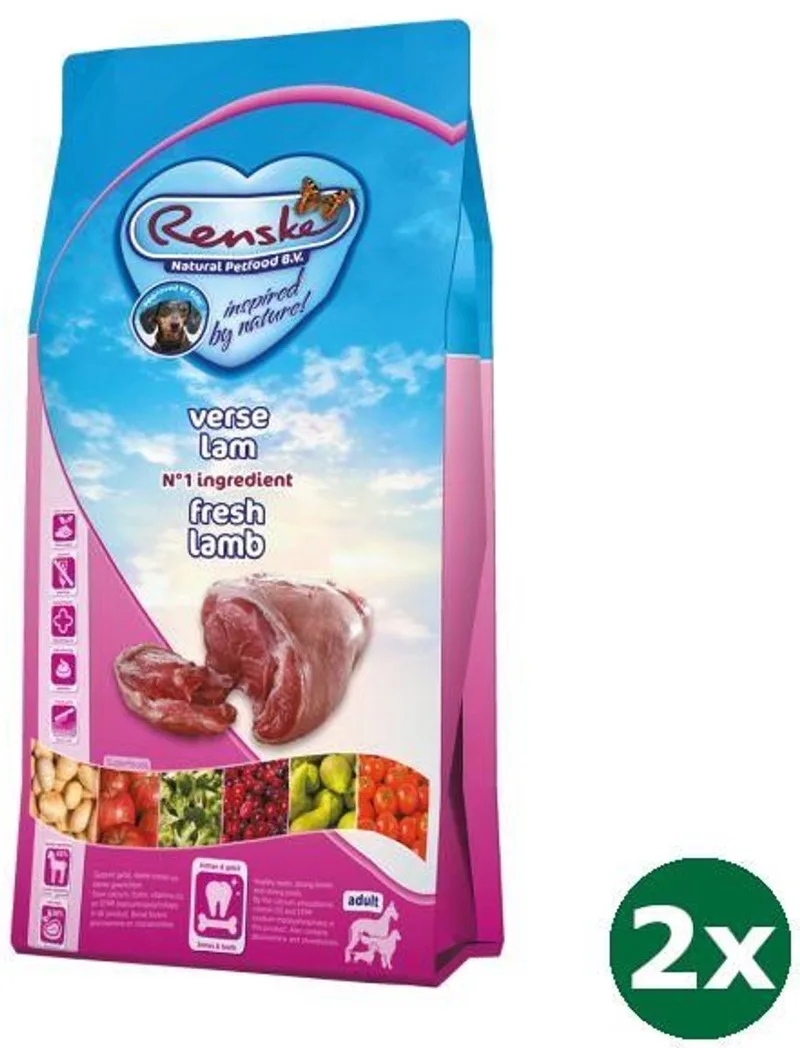2x6,5 kg Renske super premium adult lam graanvrij hondenvoer fra Renske – produktbillede