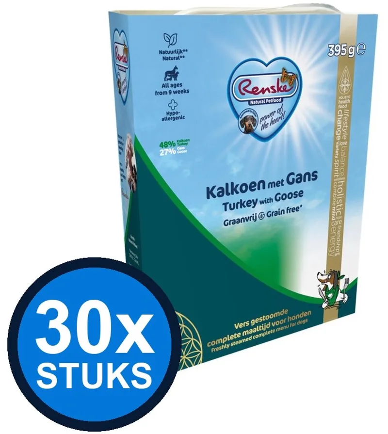 30x Renske - Vers hond adult graanvrij kalkoen&gans 395gr - Hondenvoer Natvoer - 395 g von Renske – Produktfoto