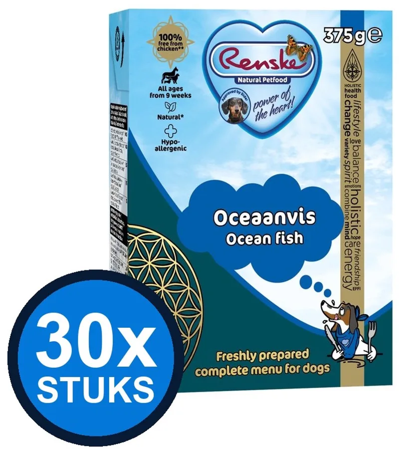 30x Renske - Vers oceaanvis - tetra 375gr - Hondenvoer Natvoer - 375 g de Renske – photo produit