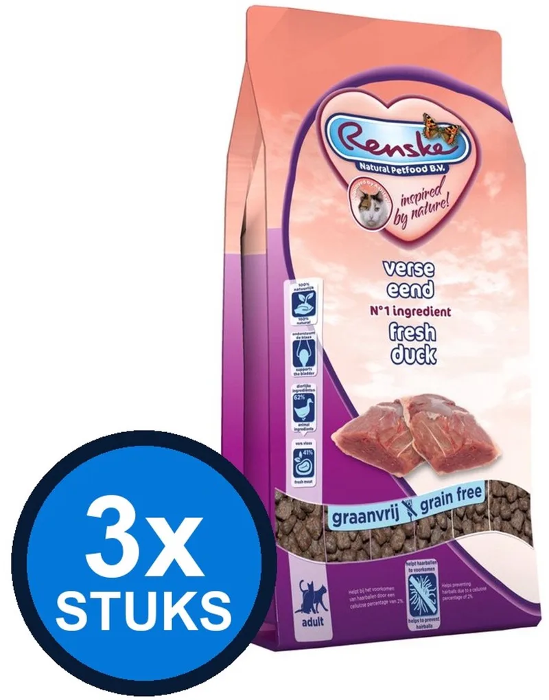 3x Renske - Super Premium droog kat adult eend 1,5kg - Kattenvoer - 1.5 kg de Renske – photo produit