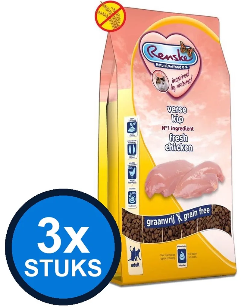 3x Renske - Super Premium droog kat adult kip 1,5kg - Kattenvoer - 1.5 kg by Renske – product photo