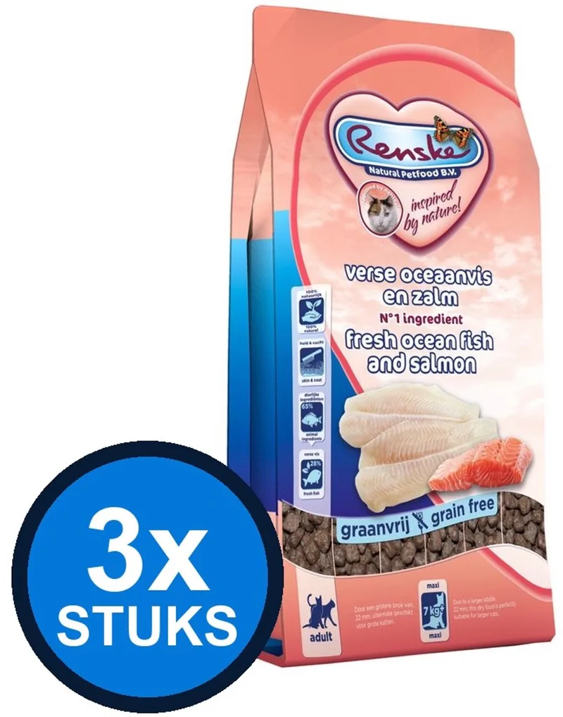 3x Renske - Super Premium droog kat adult maxi ocvs&zlm 1,5kg - Kattenvoer - 1.5 kg von Renske – Produktfoto
