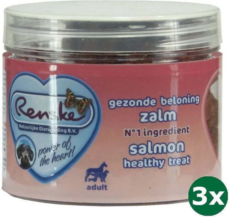 3x100 gr Renske hond gezonde beloning mini hartjes zalm hondensnack by Renske – product photo