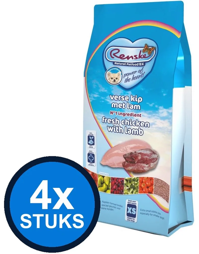 4x Renske - Super Premium droog hond adult mini kip&lam 2kg - Hondenvoer - 2 kg by Renske – product photo