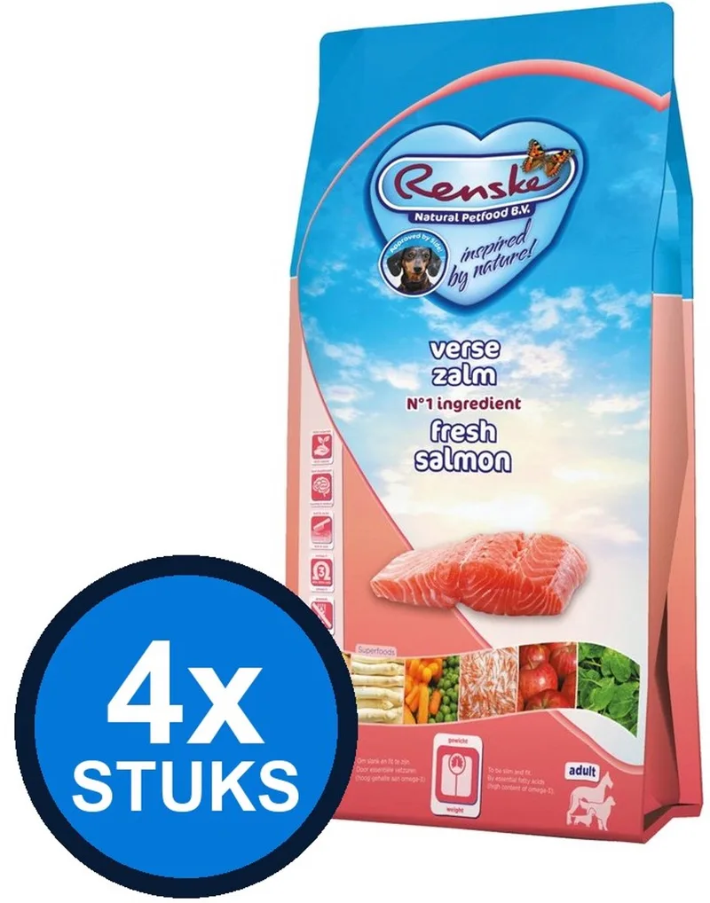 4x Renske - Super Premium droog hond adult zalm graanvrij 2kg - Hondenvoer - 2 kg de Renske – photo produit