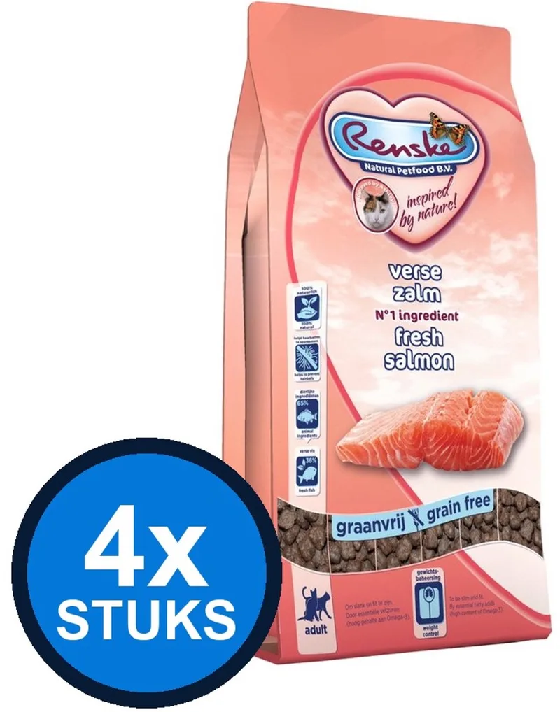 4x Renske - Super Premium droog kat adult zalm 1,5kg - Kattenvoer - 1.5 kg von Renske – Produktfoto