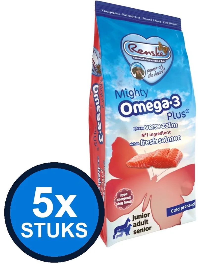 5x Renske - Mighty Omega-3 Plus zalm koud geperst 600gr - Hondenvoer - 600 g by Renske – product photo