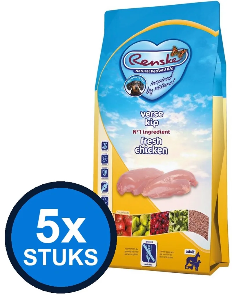 5x Renske - Super Premium droog hond adult kip graanvrij 2kg - Hondenvoer - 2 kg by Renske – product photo
