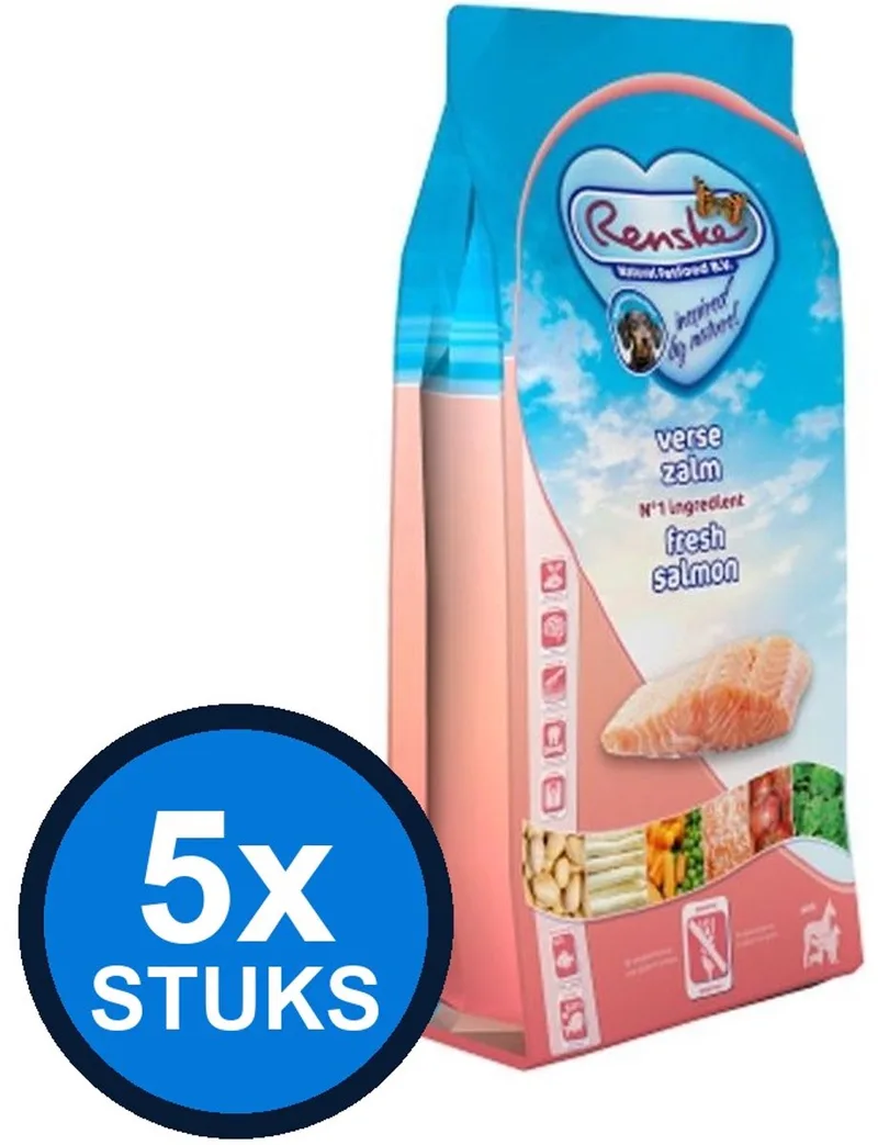 5x Renske - Super Premium droog hond adult zalm graanvrij 600gr - Hondenvoer - 600 g de Renske – photo produit