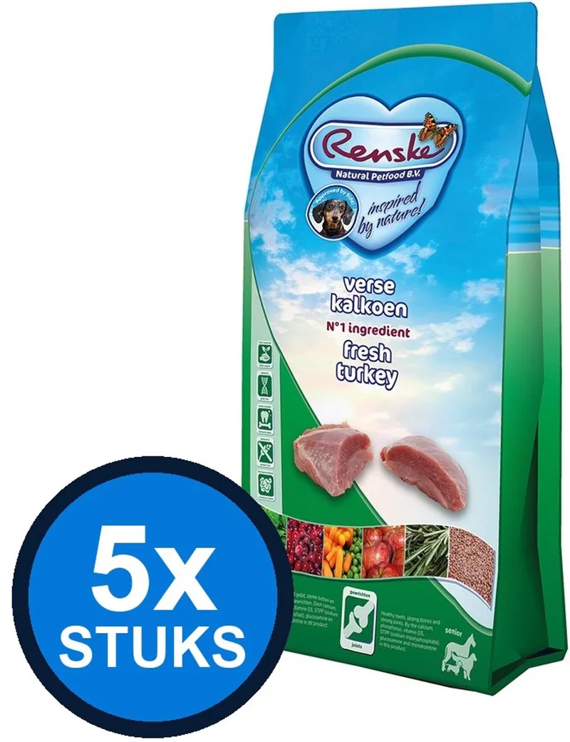 5x Renske - Super Premium droog hond senior kalkoen graanvrij 2kg - Hondenvoer - 2 kg de Renske – photo produit