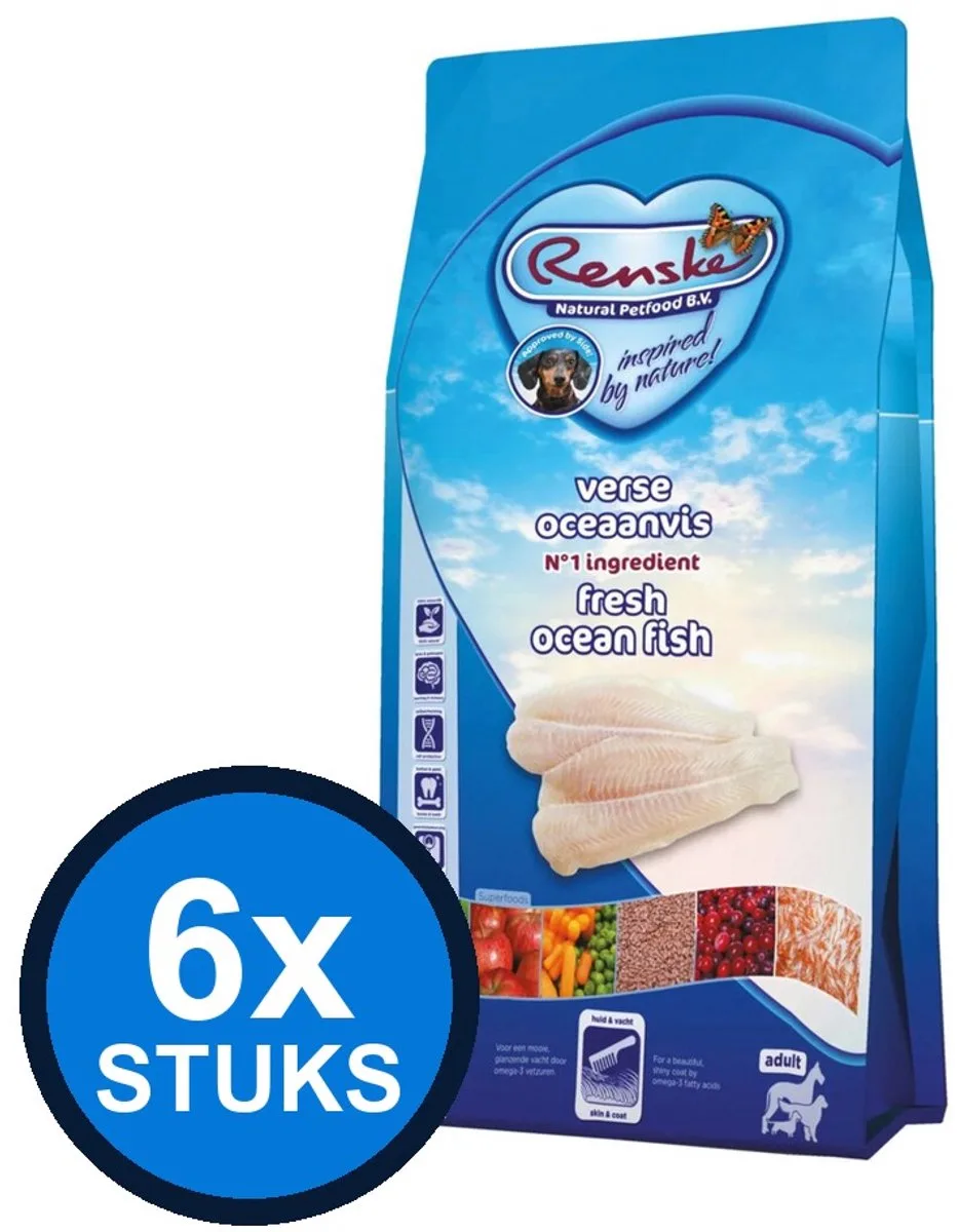 6x Renske Super Premium droog hond adult oceaanvis 600gr van Renske – productfoto