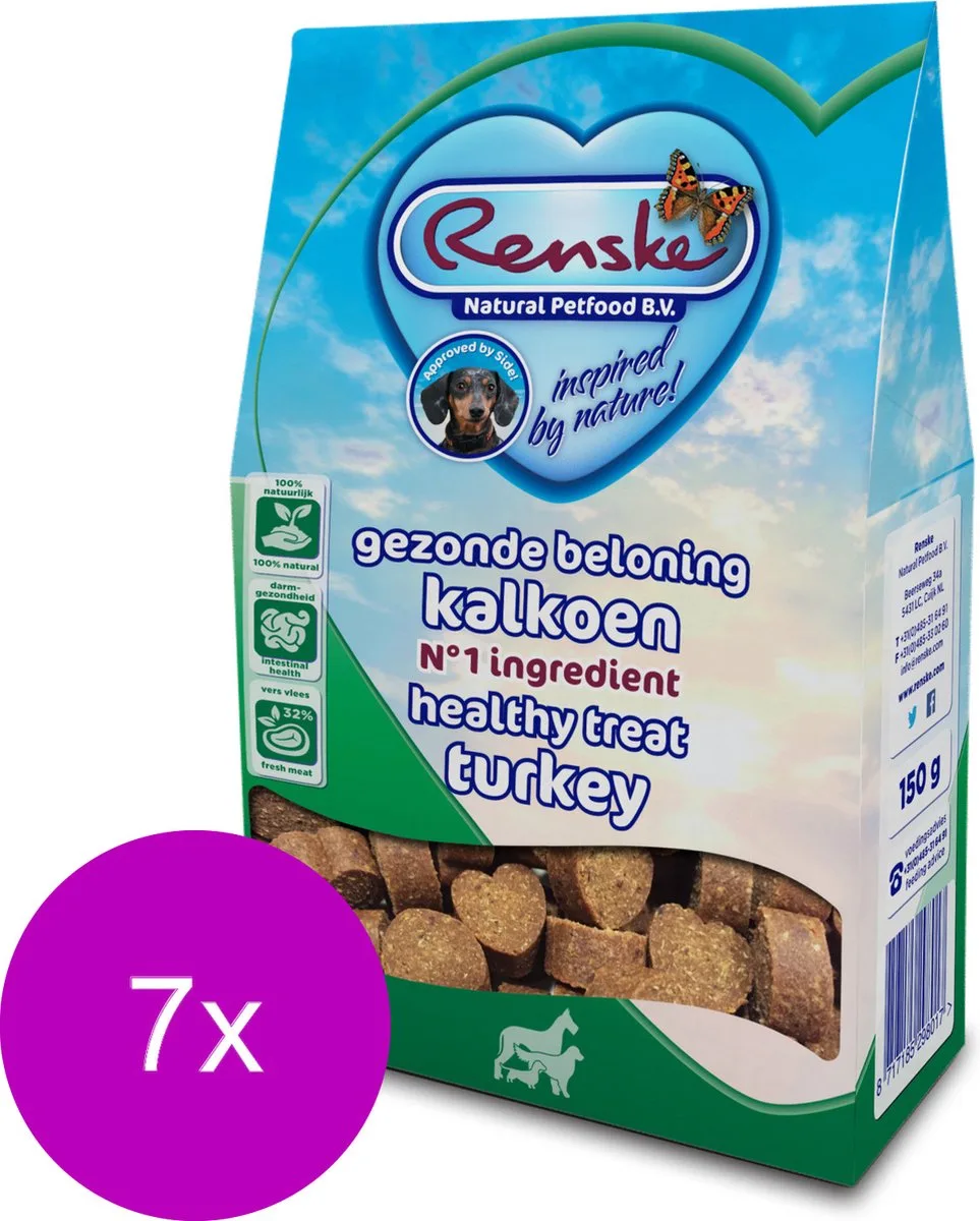 7x Renske Gezonde Beloning Hartjes Kalkoen 150 gr by Renske – product photo