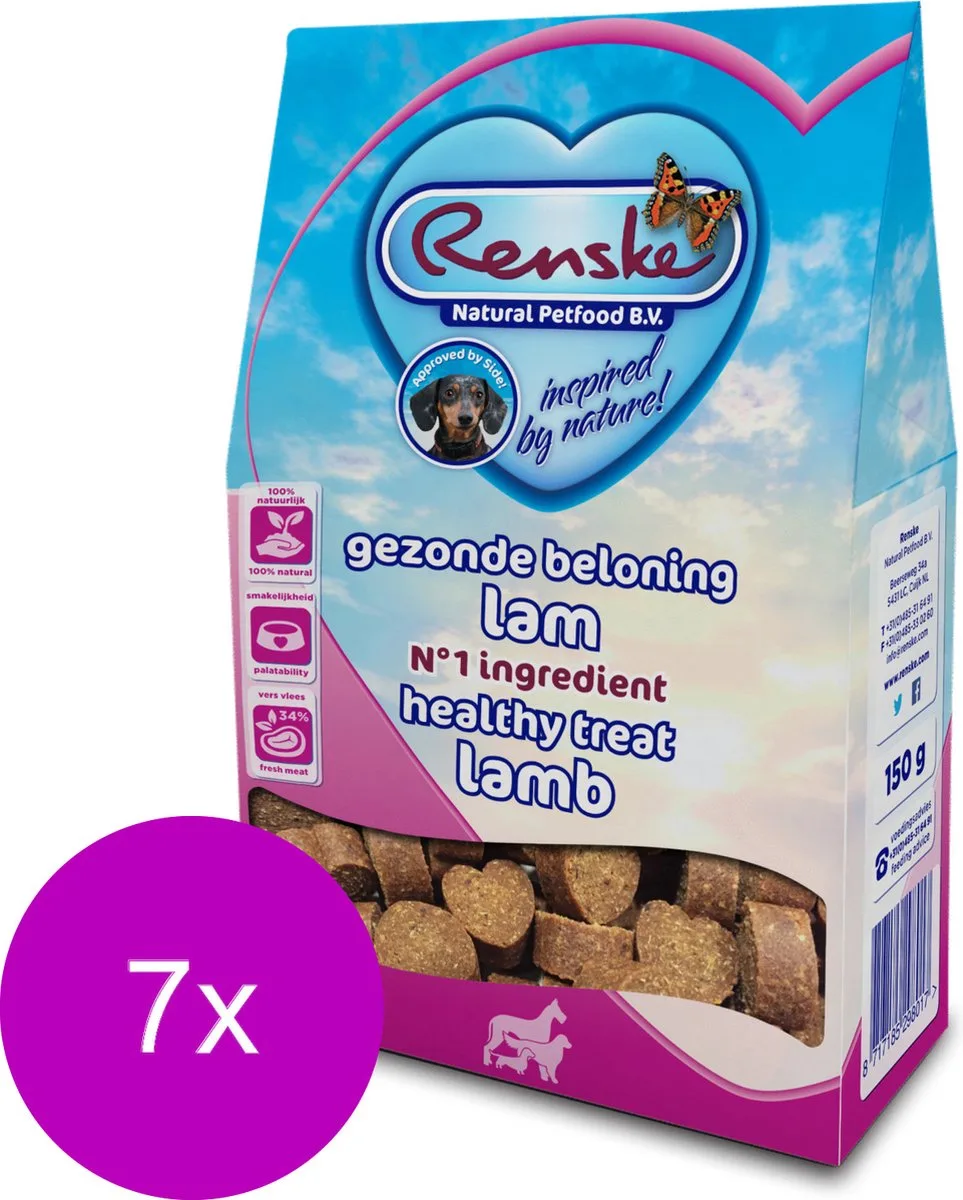 7x Renske Gezonde Beloning Hartjes Lam 150 gr van Renske – productfoto