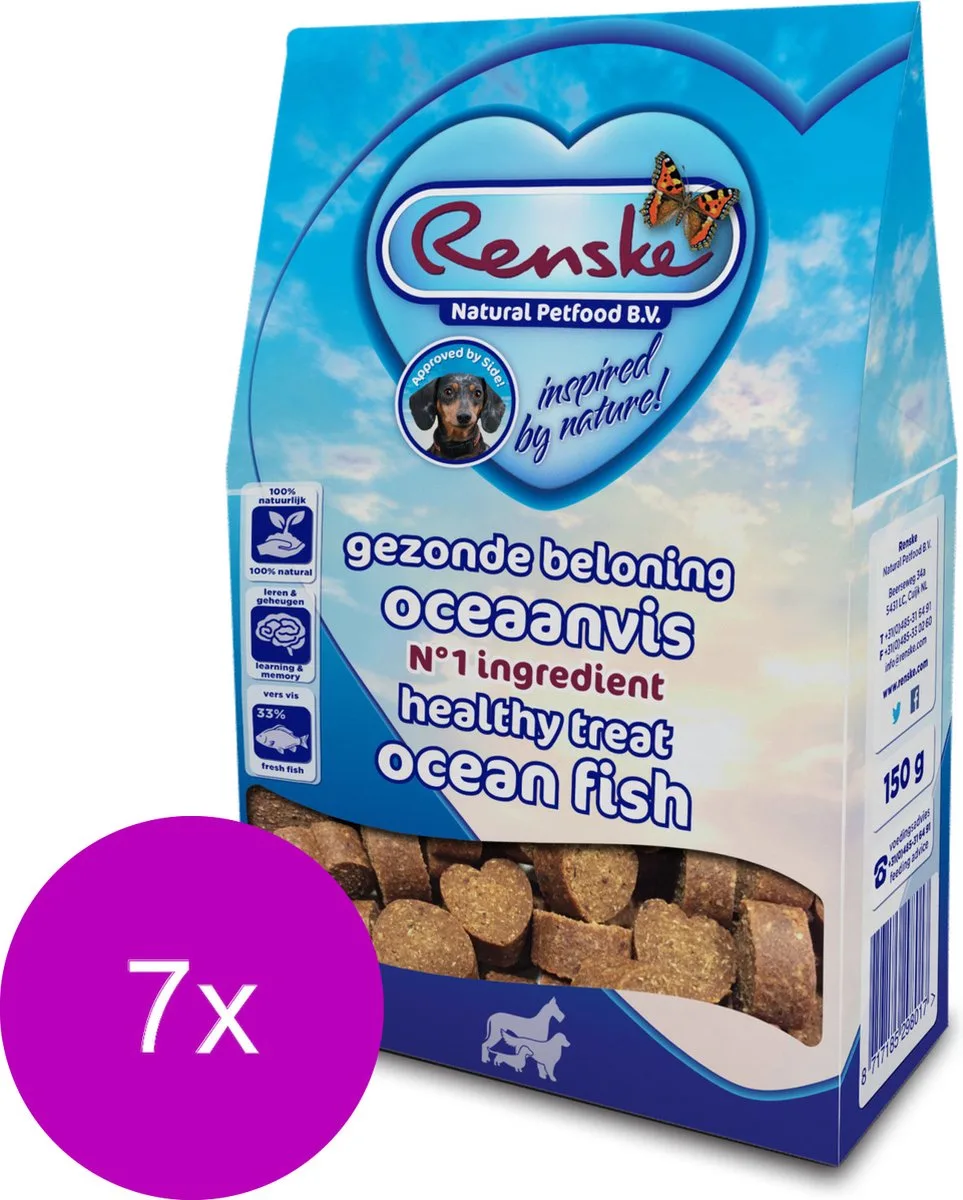 7x Renske Gezonde Beloning Hartjes Vis 150 gr van Renske – productfoto
