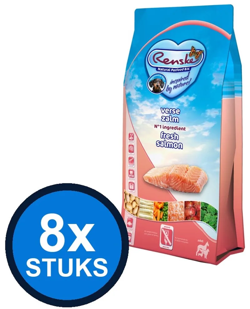 8x Renske - Super Premium droog hond adult zalm graanvrij 600gr - Hondenvoer - 600 g by Renske – product photo