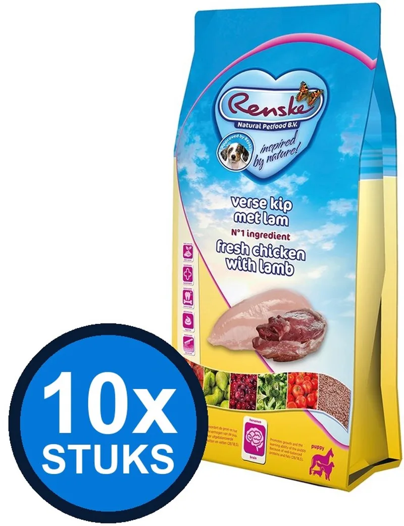8x Renske - Super Premium droog puppy kip&lam 600gr - Hondenvoer - 600 g de Renske – photo produit