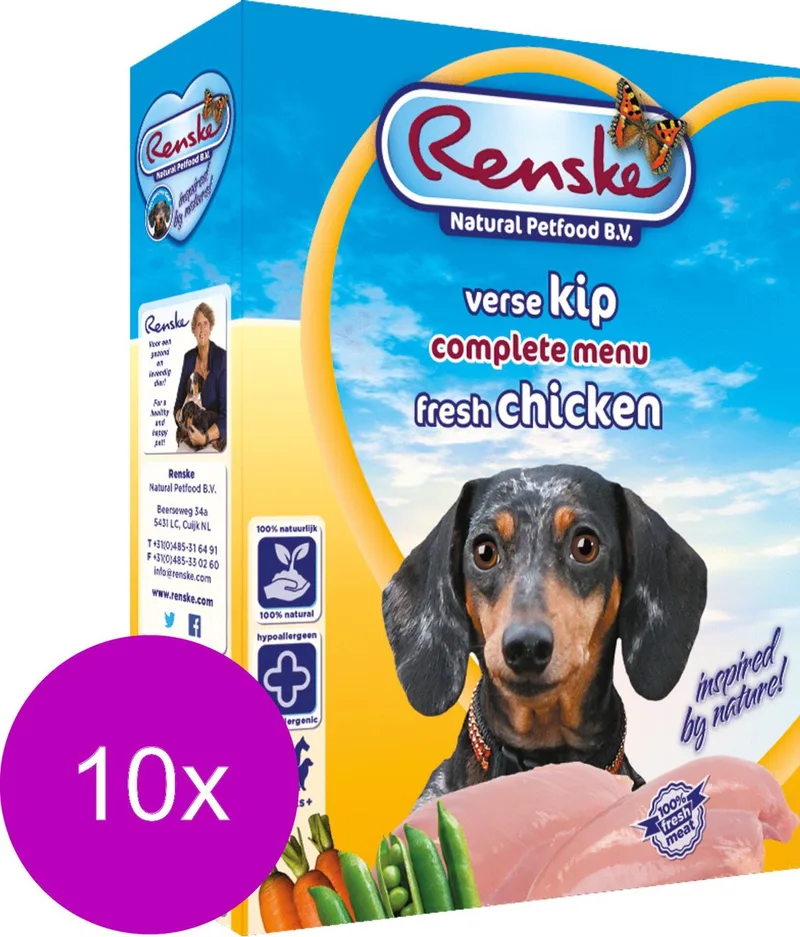 Adult 395 g - Hondenvoer - 10 x Kip de Renske – photo produit