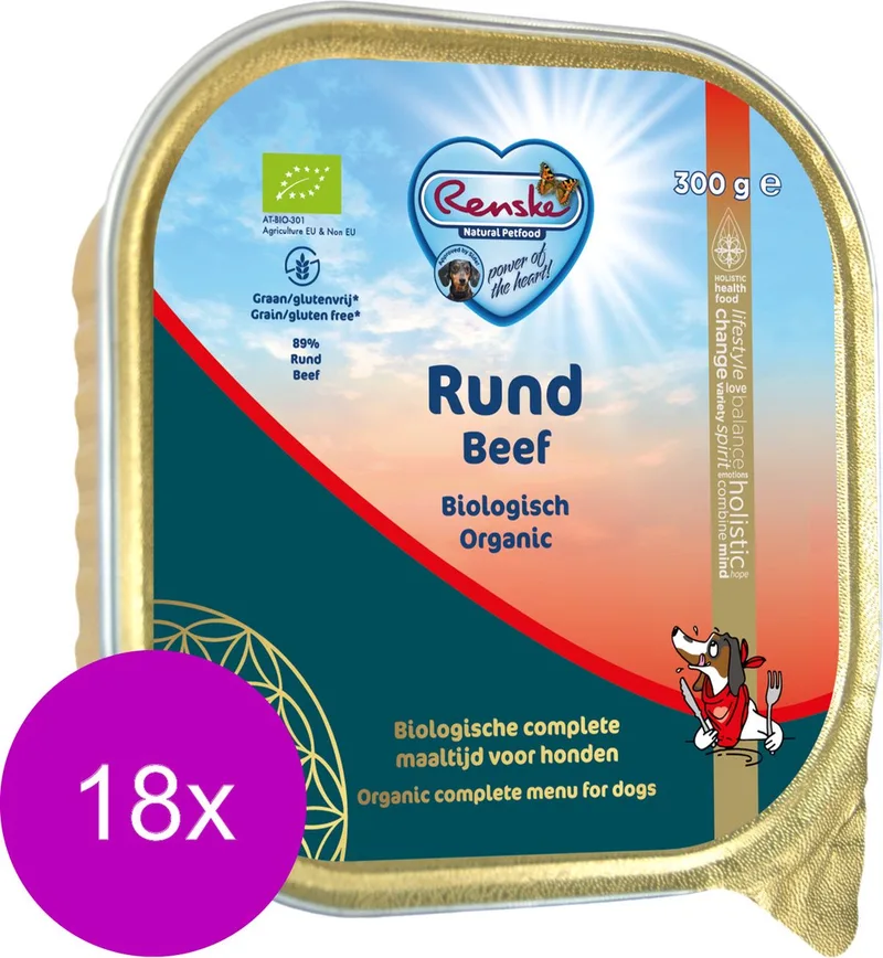 Adult Bio Alu 300 g - Hondenvoer - 18 x Rund Graanvrij - NL-BIO-01 by Renske – product photo