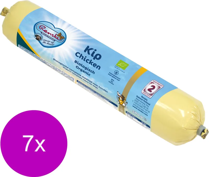 Adult Bio Worst 500 g - Hondenvoer - 7 x Kip Graanvrij - NL-BIO-01 de Renske – photo produit
