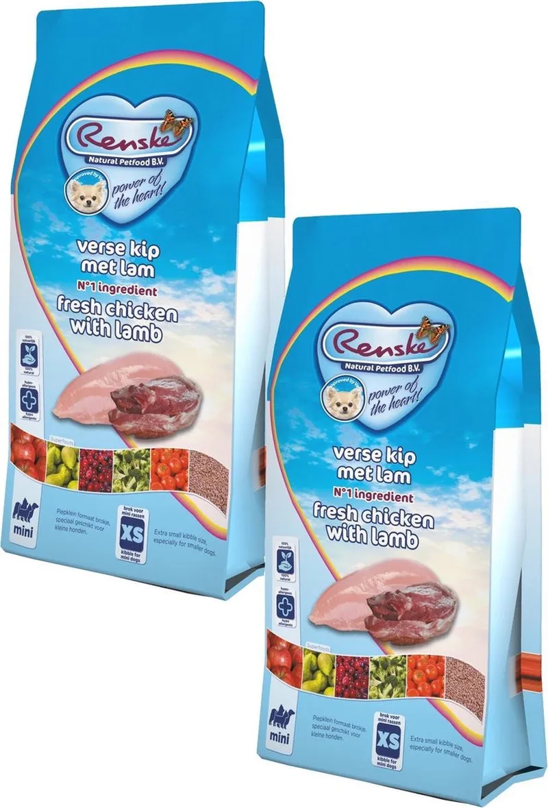 Adult Mini - Hondenvoer - 2 x Kip Lam 2 kg de Renske – photo produit