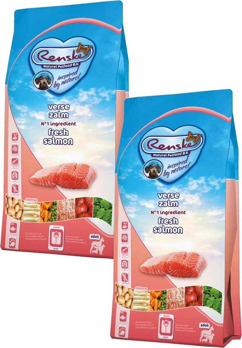 Adult Zalm - Hondenvoer - 2 x 12 kg Graanvrij de Renske – photo produit